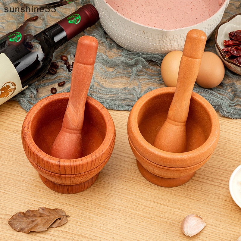 Bộ Chày Cối Giã Tỏi Bằng Gỗ Tiện Dụng Cho Nhà Bếp