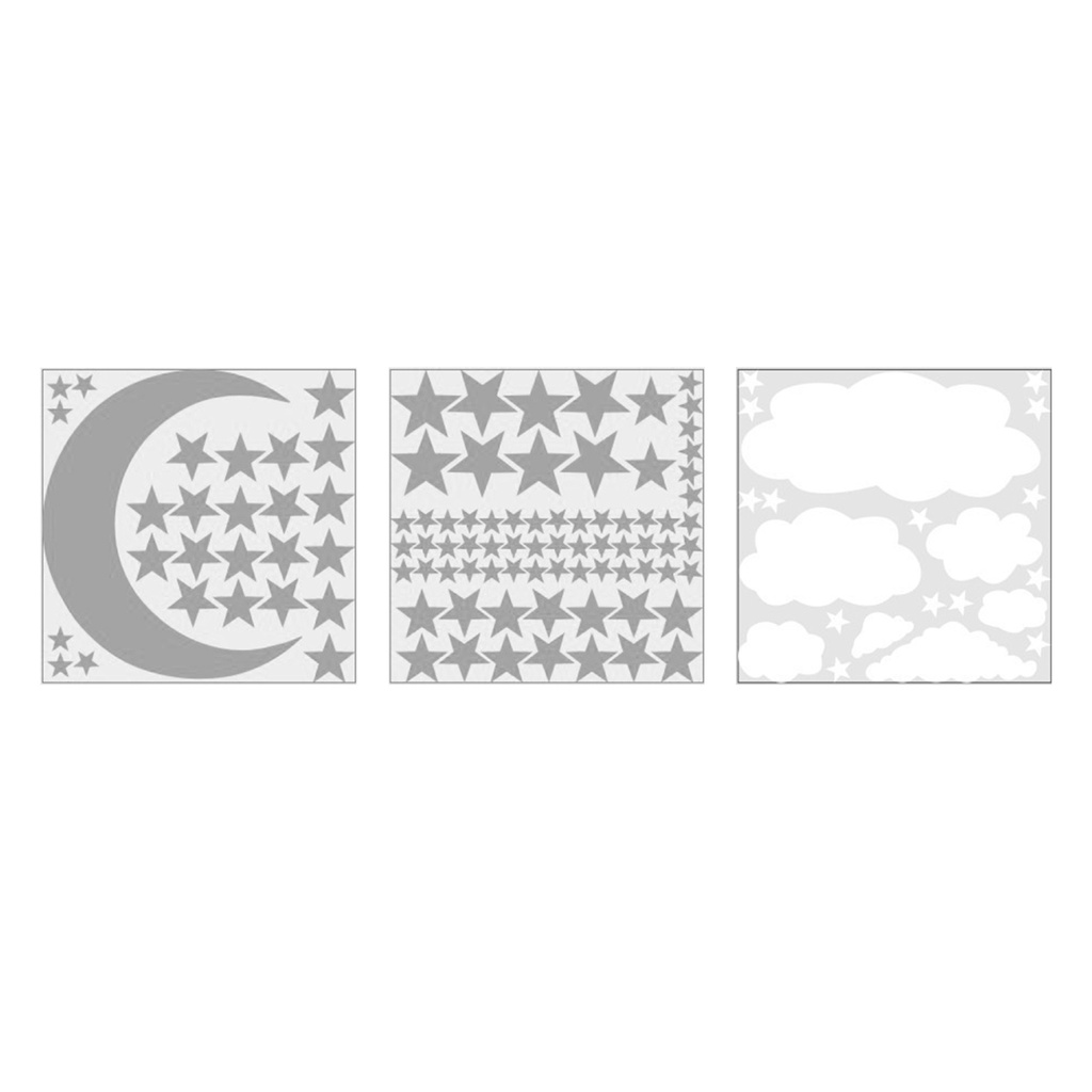 Bộ 3 Tấm Sticker Dán Tường Trong Suốt Họa Tiết Đám Mây / Ngôi Sao / Mặt Trăng Chống Thấm Nước Độc Đáo Trang Trí Nhà Cửa