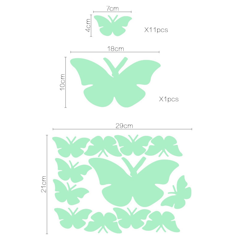 Set 12 Miếng Dán Tường Hình Bướm Dạ Quang Trang Trí Phòng Trẻ Em