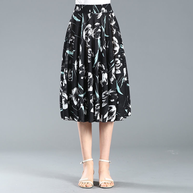 Chân Váy Chữ A Lưng Thun Co Giãn Thời Trang Mùa Hè Mới 2023 Cho Nữ Trung Niên