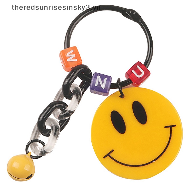 Móc Khóa Gắn Chuông Hình Mặt Cười Dễ Thương Dùng Trang Trí Ba Lô / Túi Xách