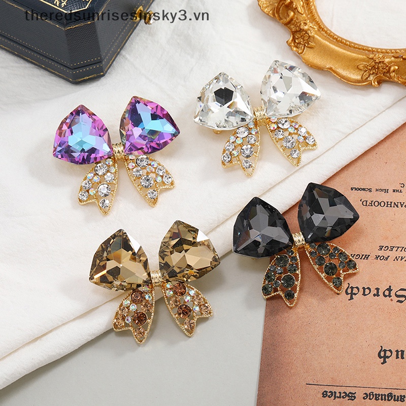 Ghim Cài Áo Hình Nơ Đính Đá Pha Lê / Ngọc Trai Thời Trang Cho Nữ