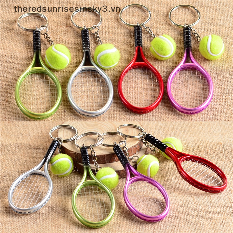 Móc Khóa Hình Vợt Tennis 3D Bằng Kim Loại Sáng Tạo Thời Trang