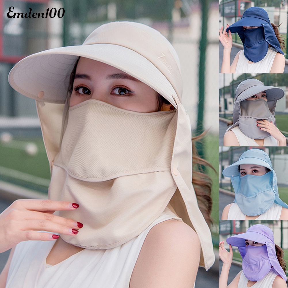 Nón Rộng Vành Chống Tia UV Thoáng Khí Che Phủ Cổ Có Thể Tháo Rời Cho Nữ