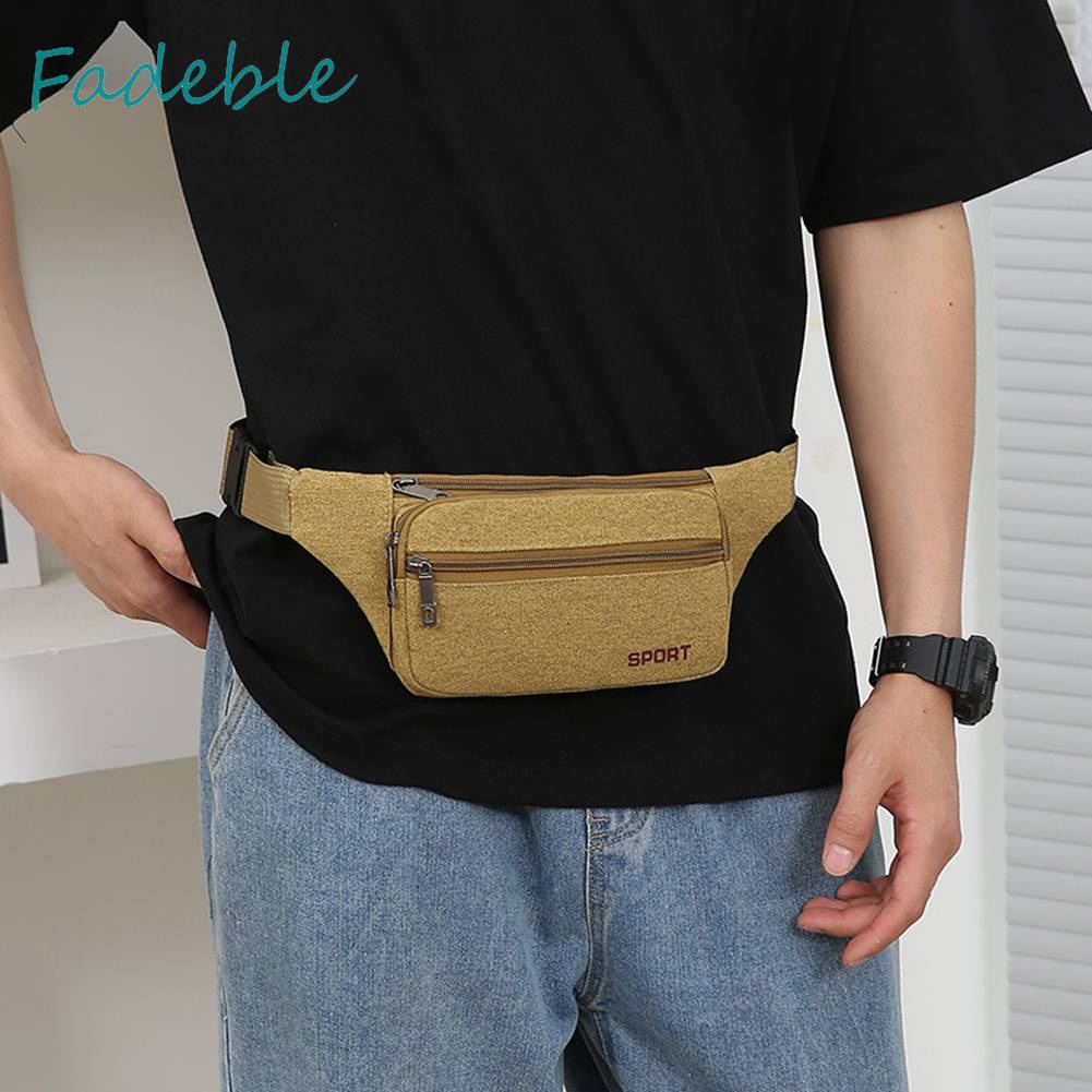 Túi Đeo Chéo Thể Thao Bằng Vải Canvas Thoáng Khí Có Khóa Kéo Tiện Dụng