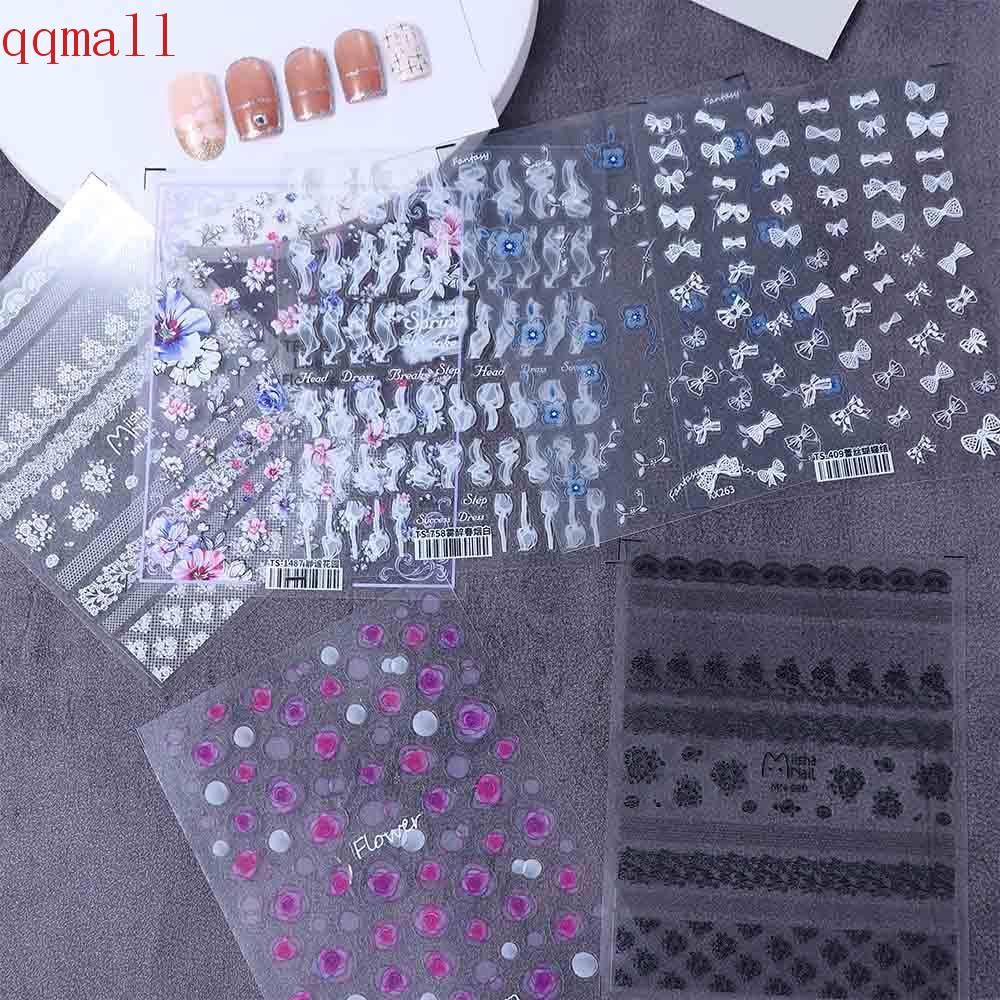 QQMALL Sticker Dán Móng Hoạ Tiết Hoa Hồng