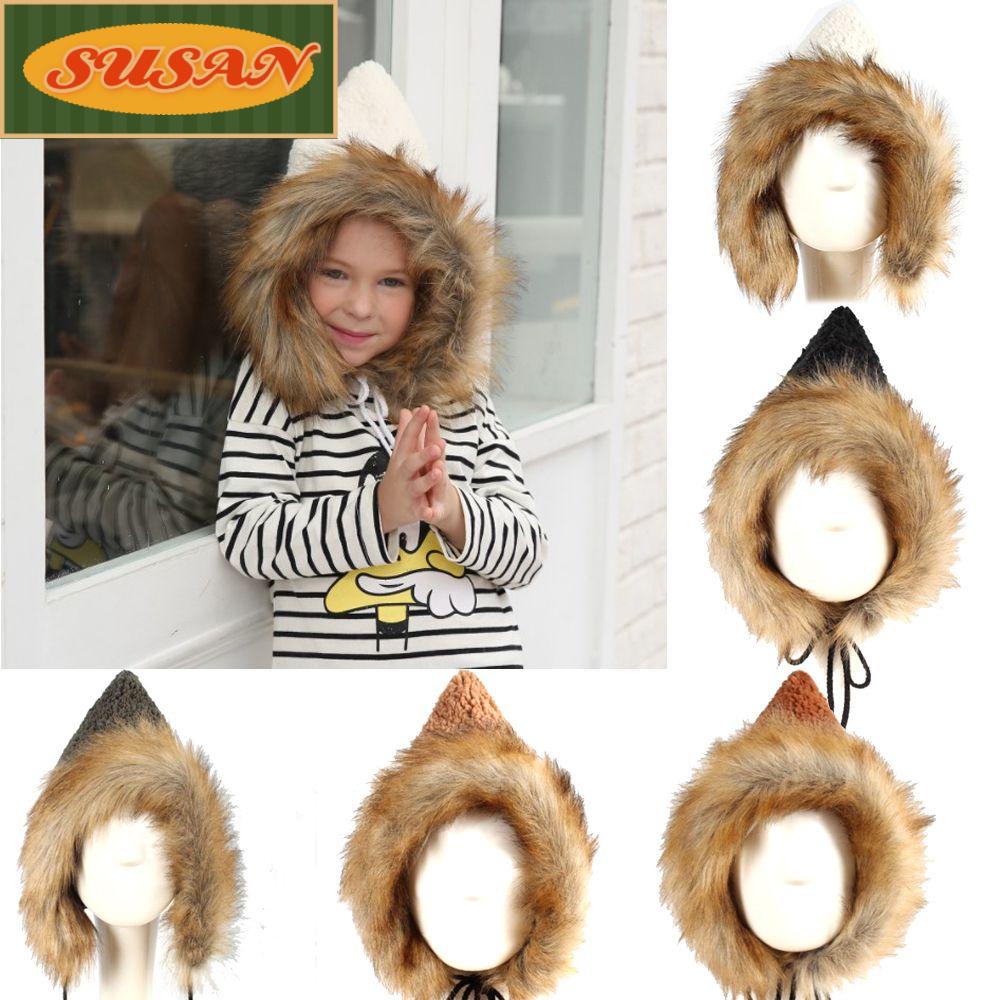 SUSANS Mũ Lông Giả Giữ Ấm Phụ Kiện Mới Cho Trẻ Em