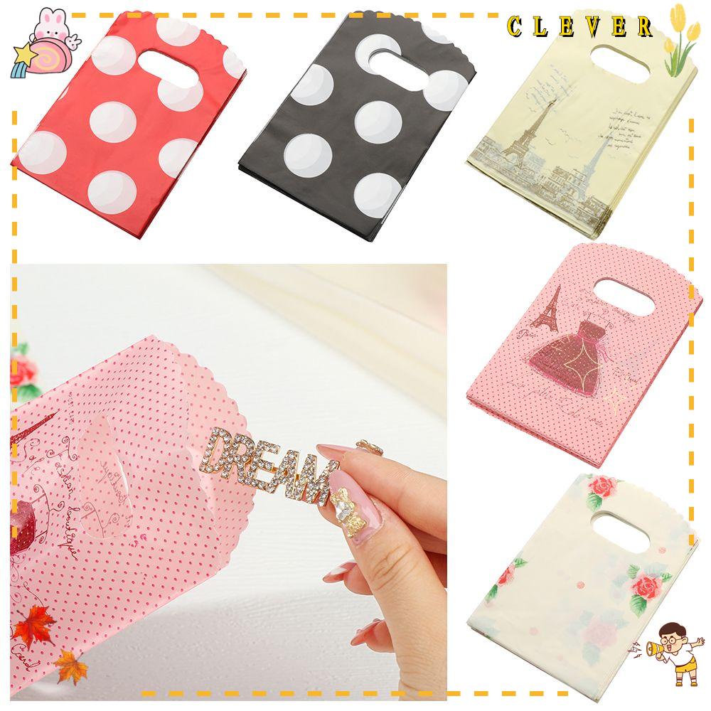 CLEVER Bộ 50 Túi Nhựa Có Tay Cầm Thiết Kế Đơn Giản