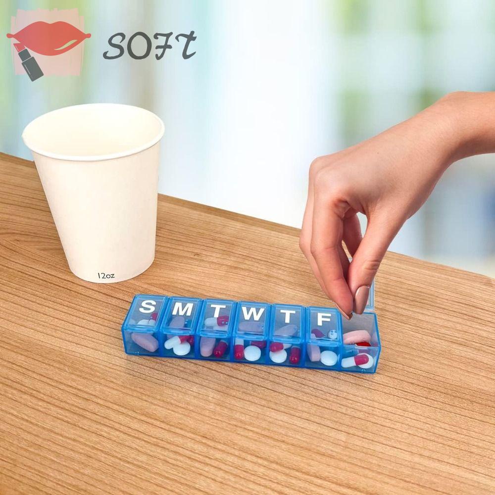SOFTNESS Hộp Đựng Thuốc 7Days Sức Chứa Lớn Bằng Nhựa Chống Ẩm Mốc Hàng Tuần Mang Đi Du Lịch