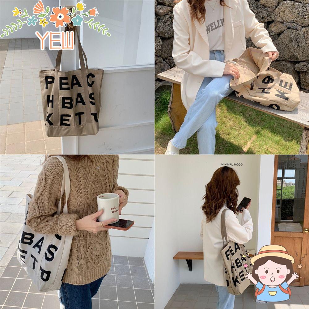 YEW Túi Xách Tote Mềm Siêu Bền In Họa Tiết Hoạt Hình Phong Cách Harajuku