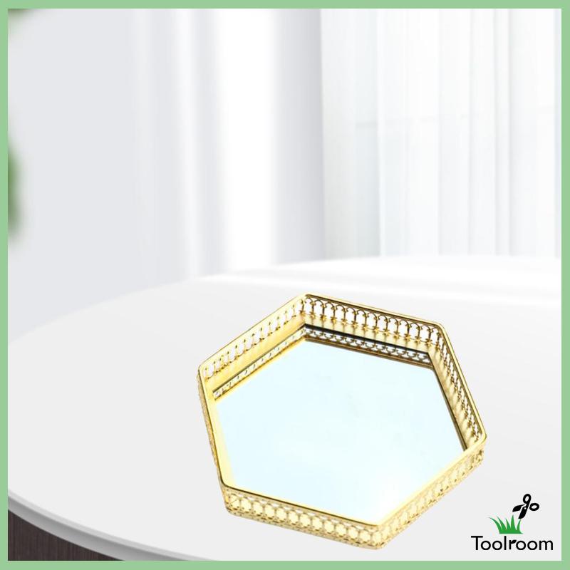 Khay Đựng Trang Sức / Nến / Mỹ Phẩm Bằng Kính Kiểu Vintage Có Gương Trang Trí