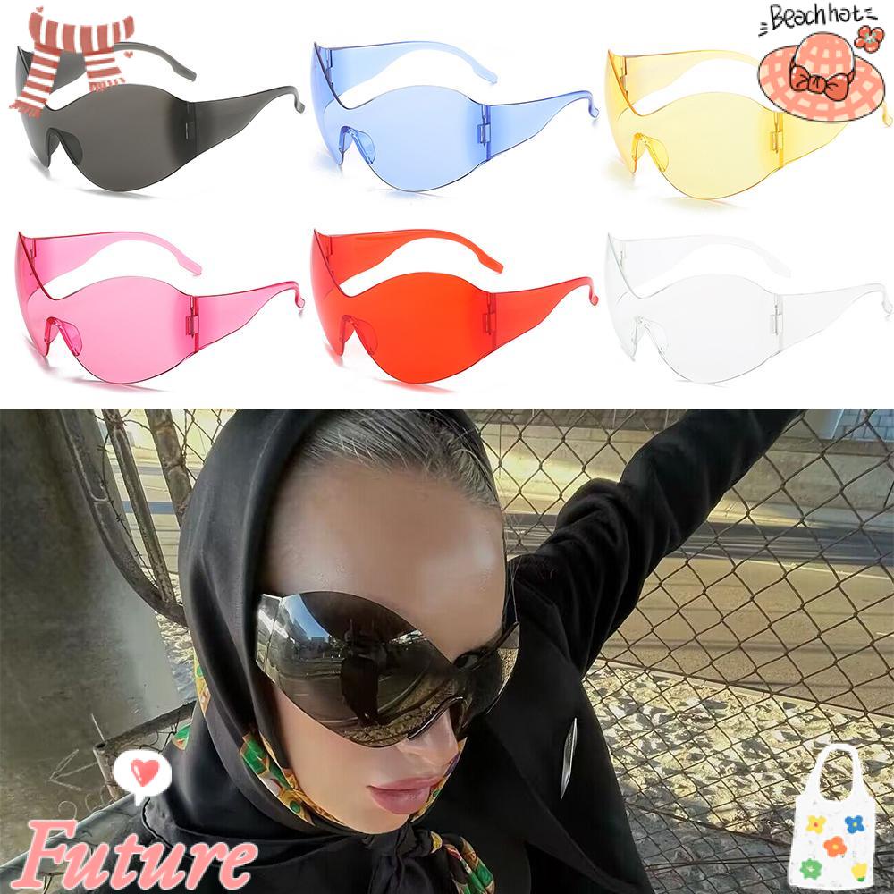 FUTURE Kính Mát Đen Tròng Lớn Không Viền Chống Tia UV400 Thời Trang Đi Biển Cho Nam Và Nữ