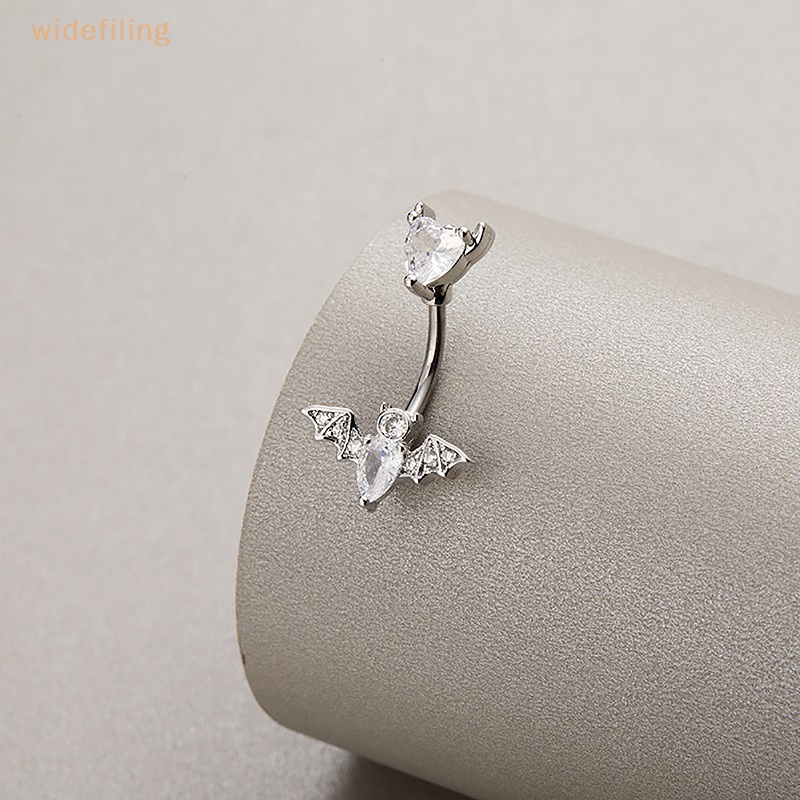 Khuyên Rốn Bằng Thép Không Gỉ Đính Đá Zircon Màu Bạc Hình Dơi Thời Trang Quyến Rũ Cho Nữ
