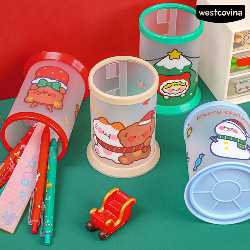 [WSTN]✎Túi Đựng Bút Đa Năng Sức Chứa Lớn Tiết Kiệm Không Gian Họa Tiết Giáng Sinh Hoạt Hình Dễ Thương