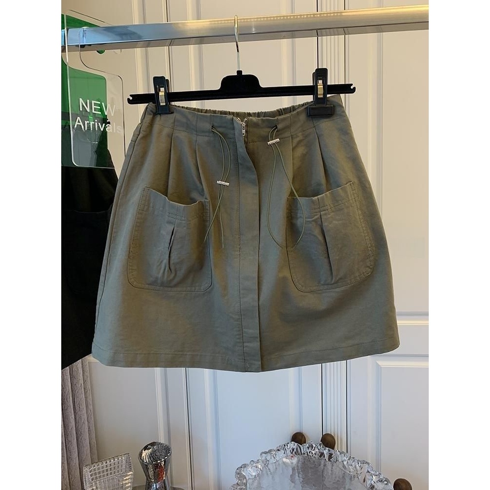 Chân Váy Ngắn Lưng Cao Dáng Rộng Phối Túi Thời Trang 2023 Dành Cho Nữ