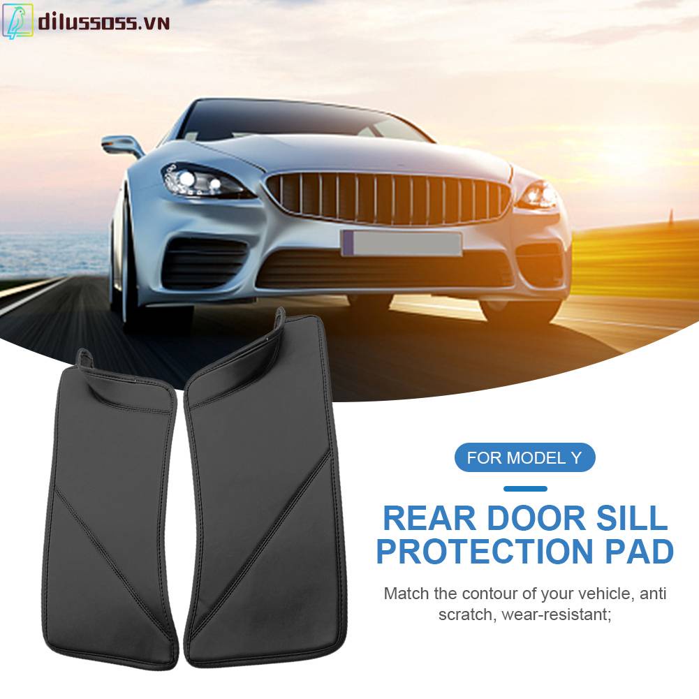 1 Cặp Đệm Da PU Chống Bẩn Bảo Vệ Cửa Sau Xe Hơi Tesla Model Y 22-23