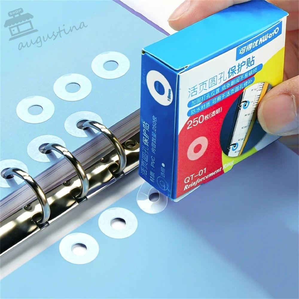 AUGUSTINA Set 250 Miếng Dán Tròn Họa Tiết Lá Cây Tự Dính Đục Lỗ Bảo Vệ Lỗ Cho Học Sinh