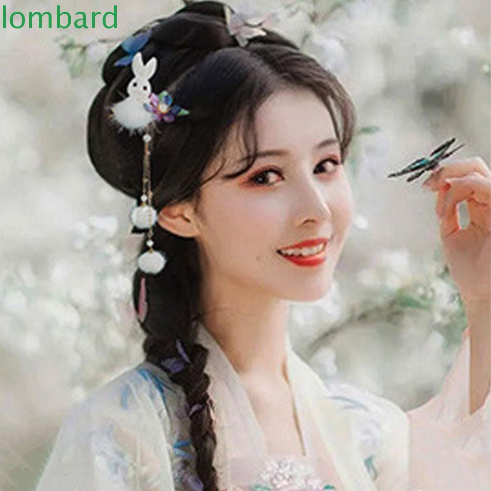 LOMBARD Kẹp TóC PhốI Quả Bông HìNh Chú Thỏ Dễ Thương Cho Nữ
