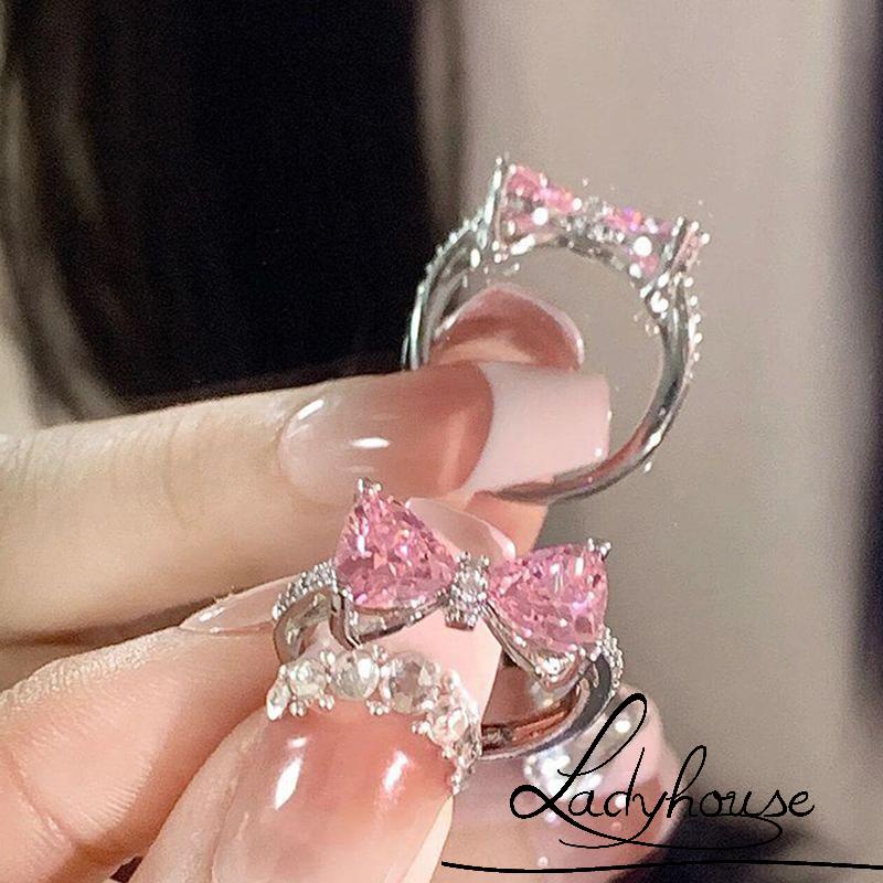 Nhẫn Đính Đá Hình Nơ Có Thể Điều Chỉnh Kích Thước Dành Cho Nữ