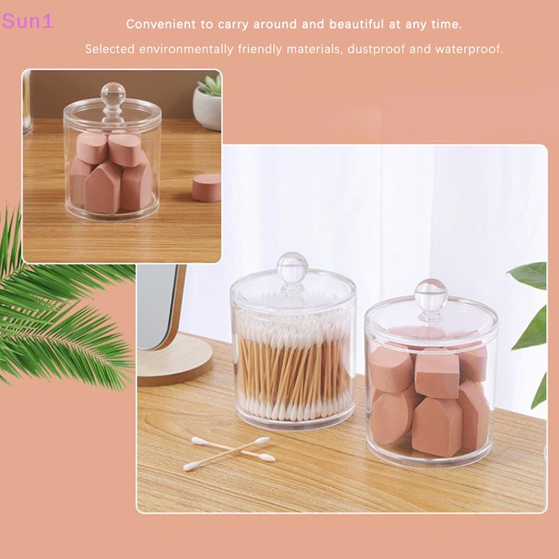 Sun1 &gt; Hộp Đựng Tăm Bông Bằng Acrylic Trong Suốt Hình Tròn Có Nắp Đậy