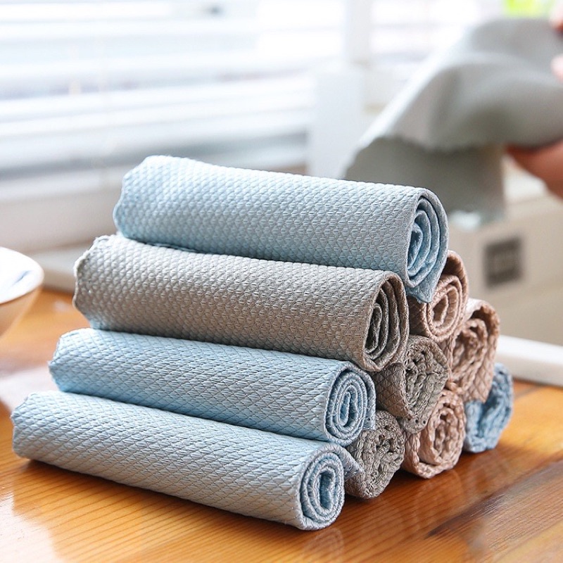 Khăn Lau Vảy Cá, Khăn Lau Chén Bát Siêu Sạch Không Rụng Lông, Không Để Lại Vết