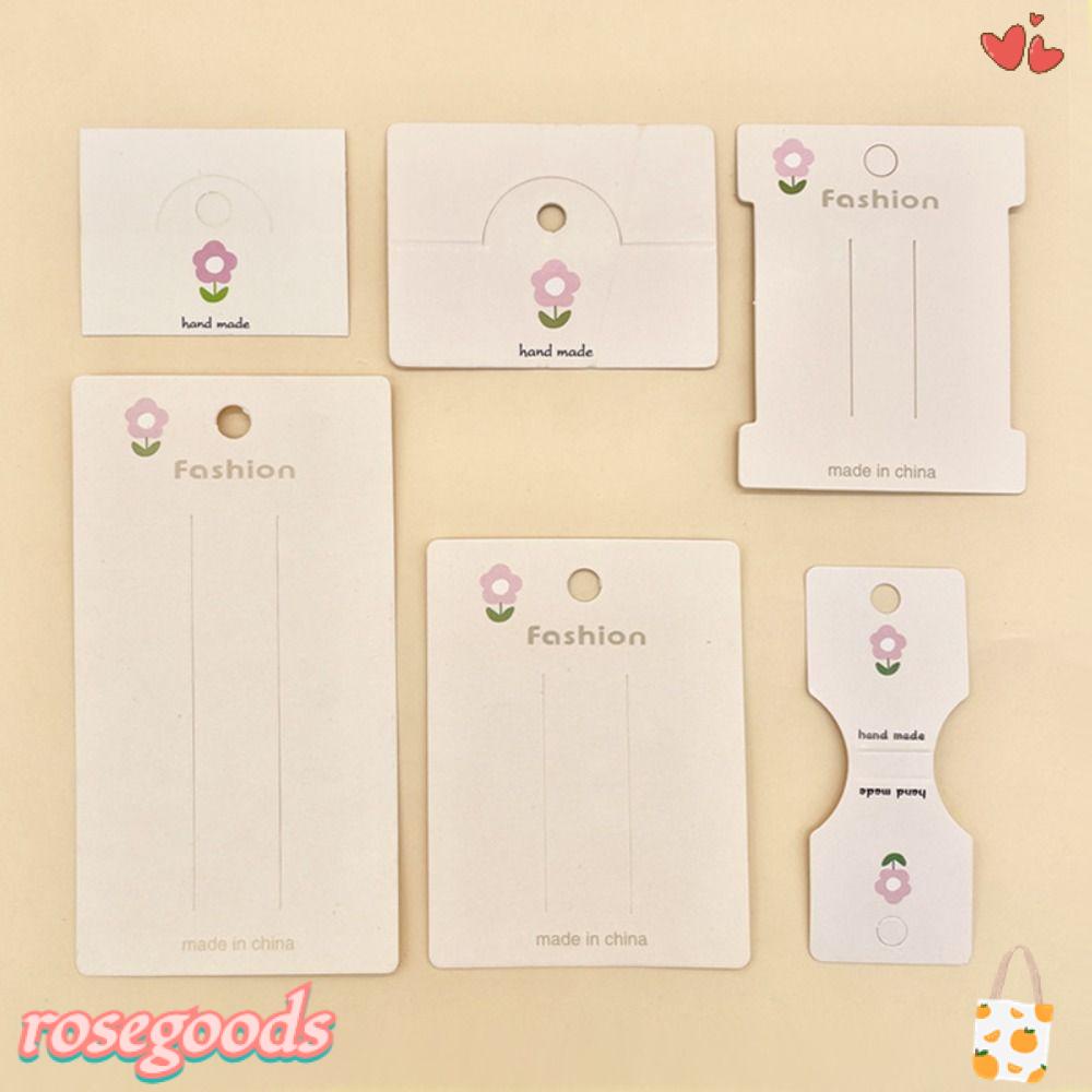 ROSE Set 100 Tấm Thẻ Giấy Hình Hoa Dễ Thương Dùng Để Gói Quà / Trang Sức Đa Năng Tiện Dụng