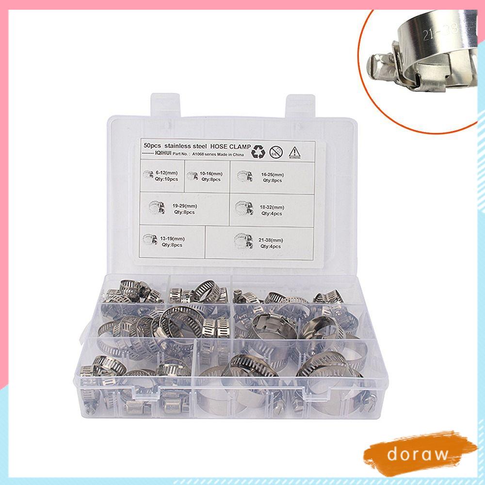 DORAW Set 50 Kẹp Ống Nước 6-38mm Bằng Thép Không Gỉ