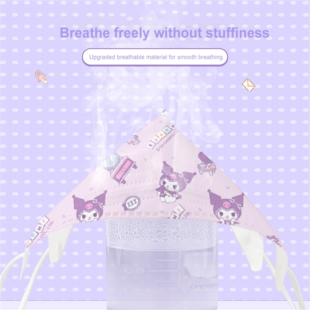 30 cái/hộp Khẩu trang 3d 3ply cho bé gái Khẩu trang trẻ em từ 0-14 tuổi Khẩu trang dùng một lần Đóng gói độc lập Mặt nạ hoạt hình Sanrio Kuromi Cinnamoroll