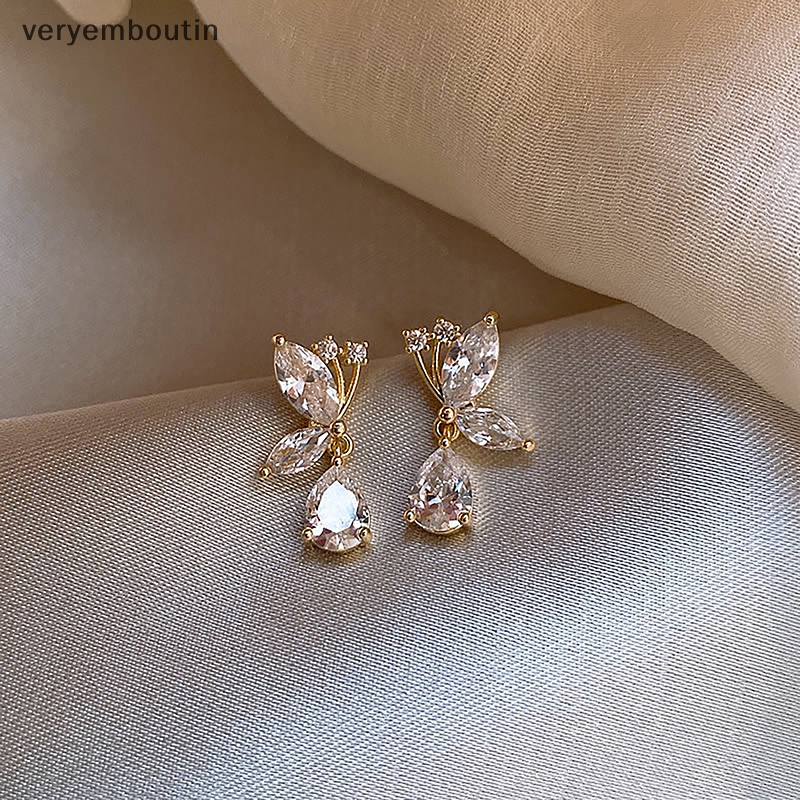 1 Đôi Bông Tai Bạc Hình Bướm Đính Đá Zircon Thời Trang Dành Cho Nữ