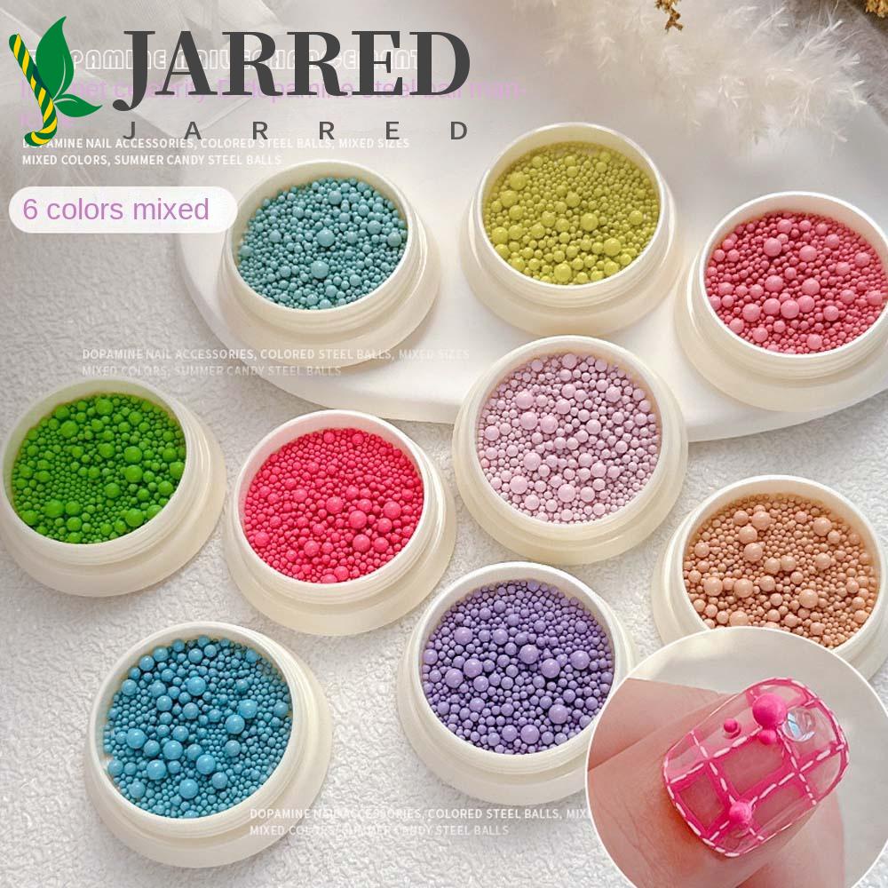 JARRED Set 6 Hộp Hạt Thép Macaron Mini Nhiều Màu Sắc Trang Trí Móng Tay Nghệ Thuật Cho Nữ