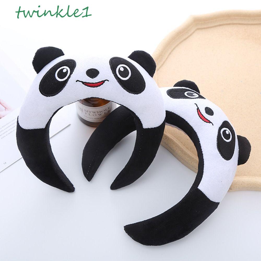 TWINKLE Băng Đô Cài Tóc Rửa Mặt Hình Mèo Hoạt Hình / Gấu Trúc Nhồi Bông Đáng Yêu Dành Cho Nữ