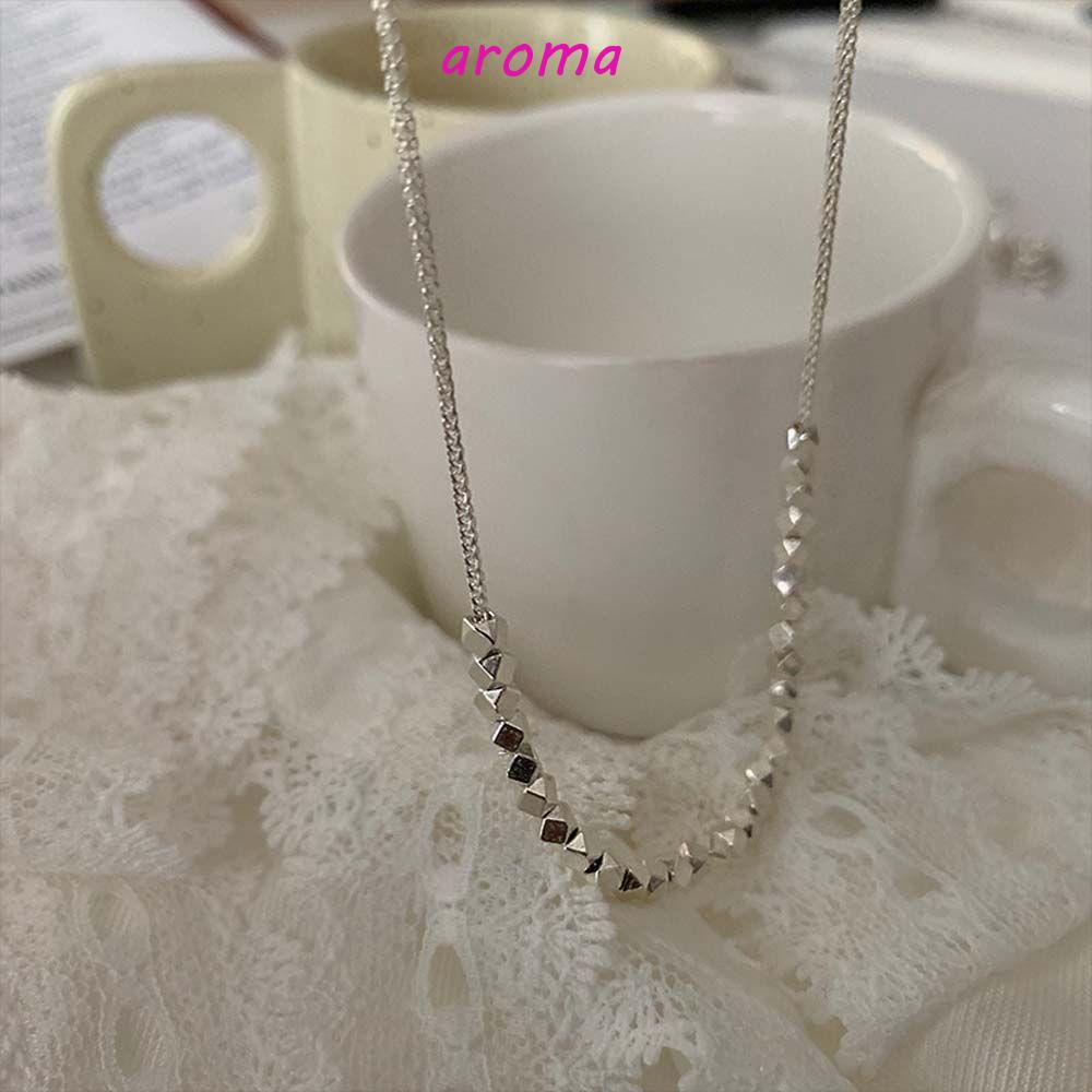 AROMA Vòng cổ Bạc Mặt Khối Lập Phương Phong Cách Cổ Điển Cho Nữ