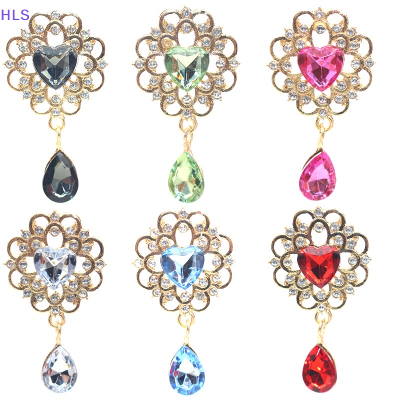 Ghim Cài Áo Hình Giọt Nước / Trái Tim Đính Đá Pha Lê Dùng Làm Quà Tặng DIY