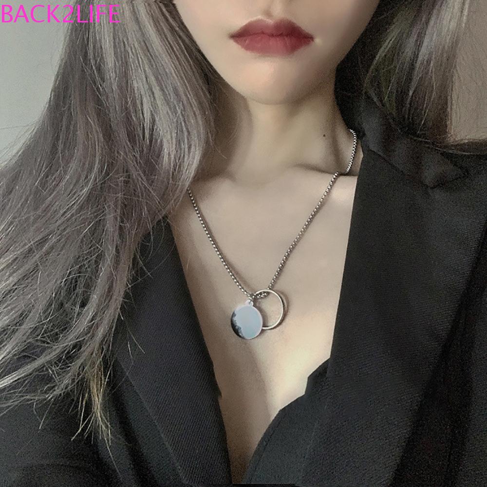 BACK2LIFE Vòng cổ Hợp Kim Mặt Hình Đĩa Phong Cách Hàn Quốc