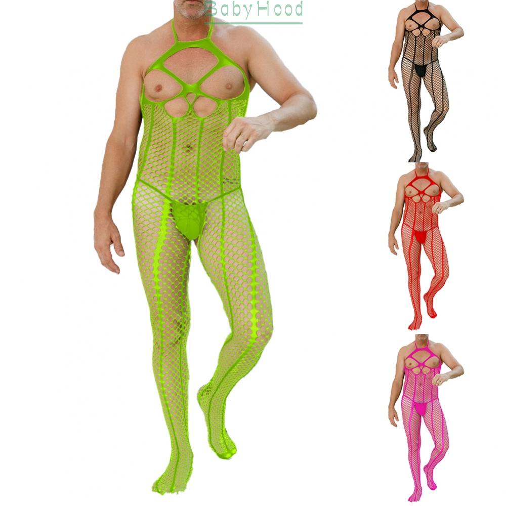 Mens Sissy Mesh See Through Body Stockings Pantyhose Bodysuit Underwear Jumpsuit#BBHOOD