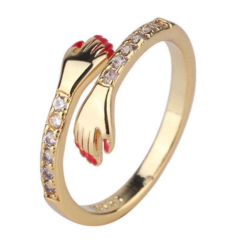 Ygt Nhẫn Đính Đá Zircon Ôm Hình Học Bằng Đồng Có Thể Điều Chỉnh Làm Quà Tặng Giáng Sinh / Đám Cưới Cho Nữ