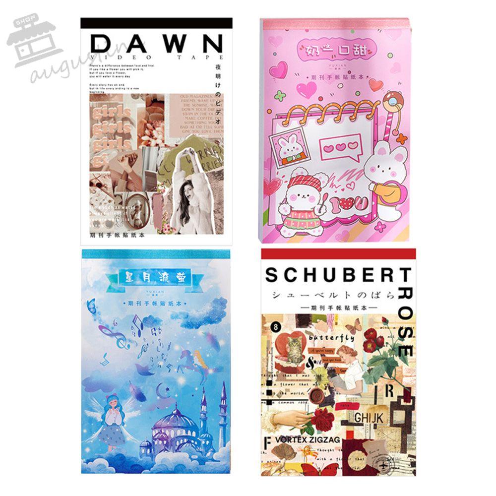 AUGUSTINA Sticker Dán Trang Trí Nhật Ký Hình Cây Cối / Động Vật / Hoa Lá Kiểu Retro Sáng Tạo DIY