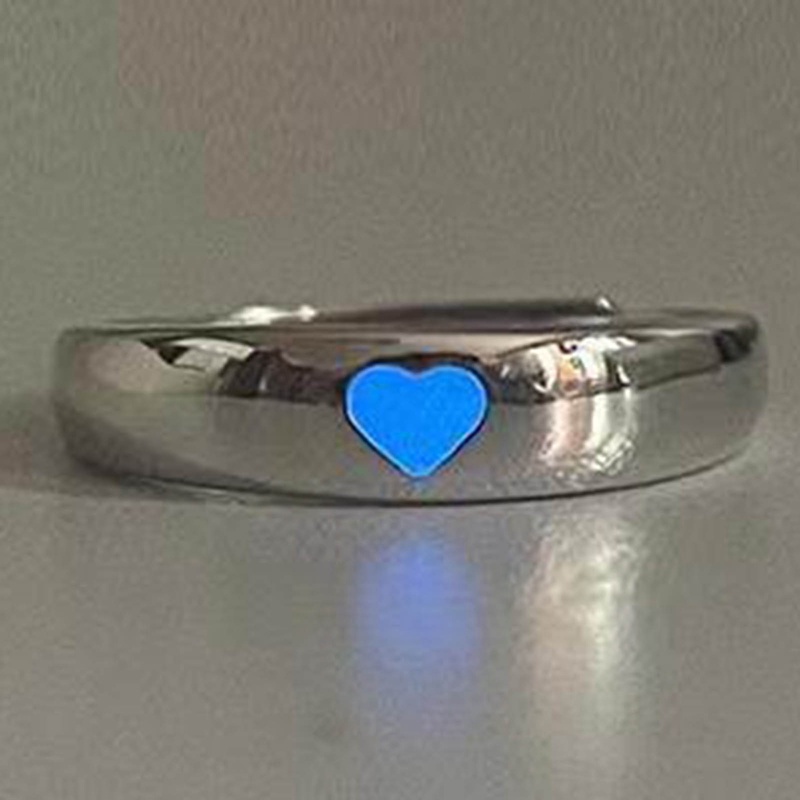 Ygt 1 Nhẫn Dạ Quang Hình Trái Tim Màu Hồng / Xanh Dương Phát Sáng Dành Cho Cặp Đôi