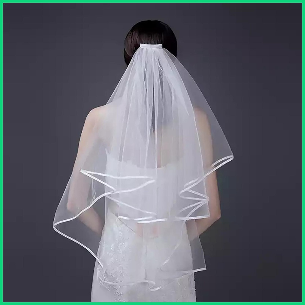 Mạng Che Mặt Hai Lớp Kèm Lược Cài Tóc Cho Cô Dâu