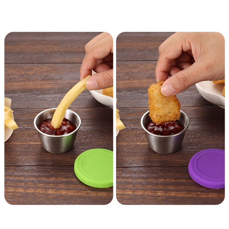 Bộ 6 Tô Lắc Làm Bánh Mì Bằng Thép Không Gỉ Nhiều Màu Sắc Có Nắp Chống Trượt