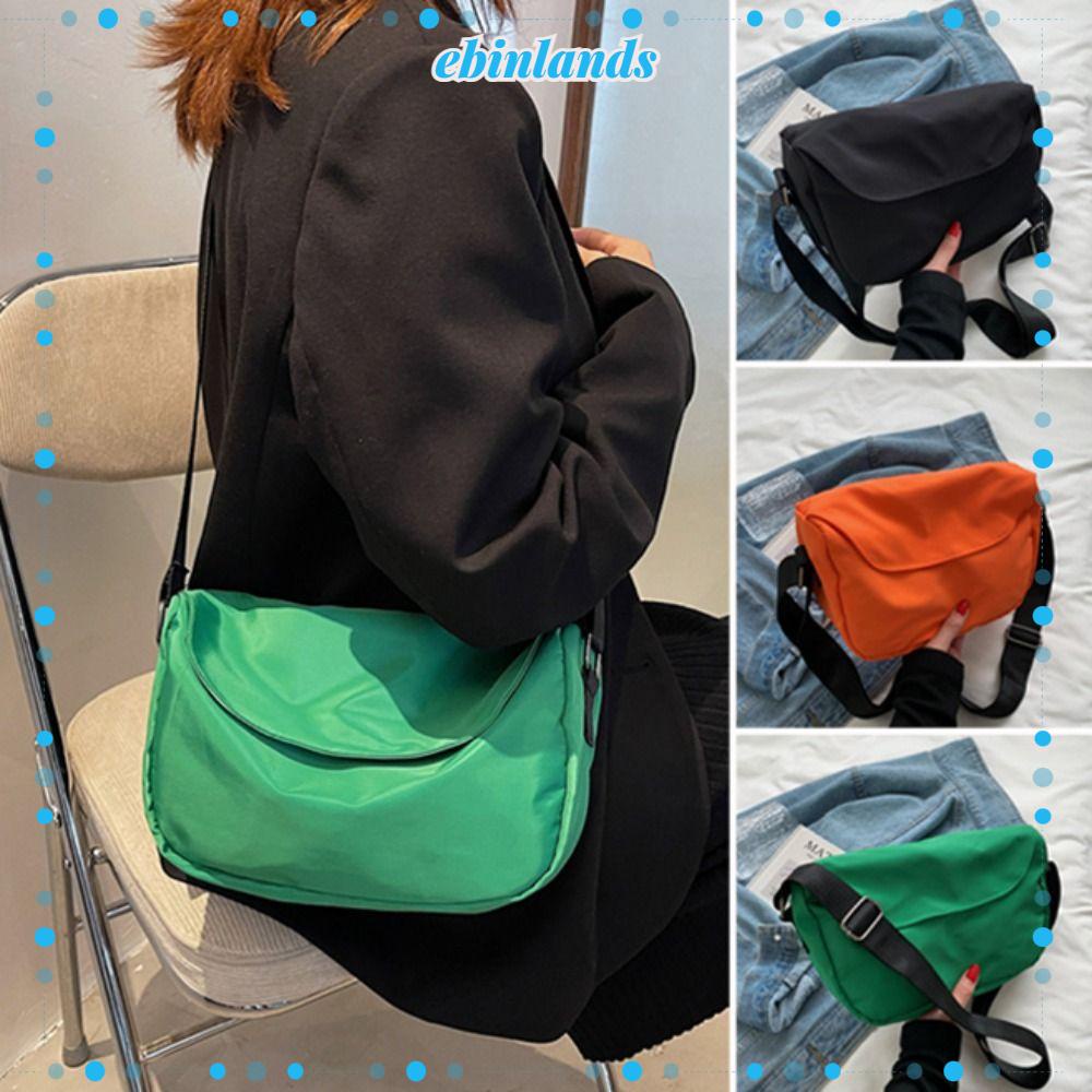 EBINLANDS Túi Đeo Chéo Bằng Nylon Sức Chứa Lớn Màu Sắc Đơn Giản Cho Nam Và Nữ