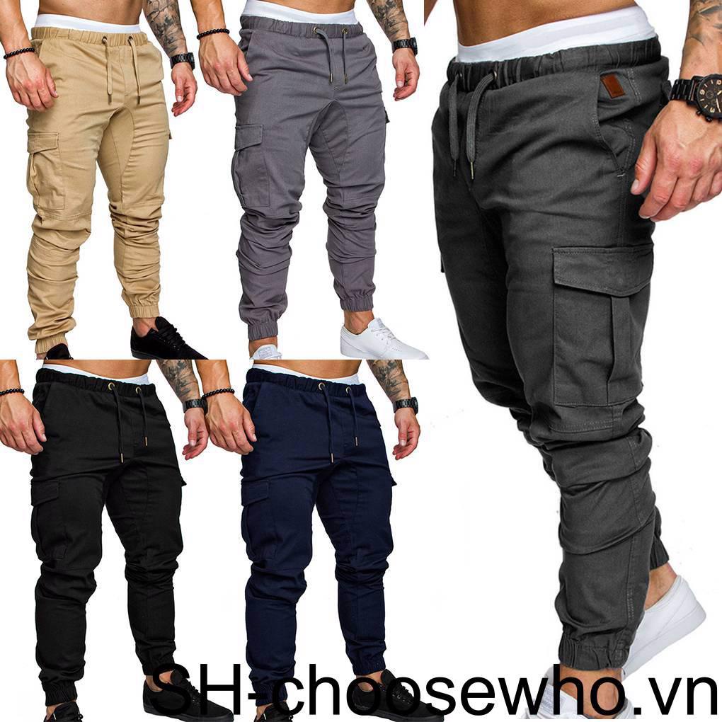 Quần Dài Dây Rút Màu Trơn Phối Nhiều Túi Thời Trang Cá Tính Cho Nam