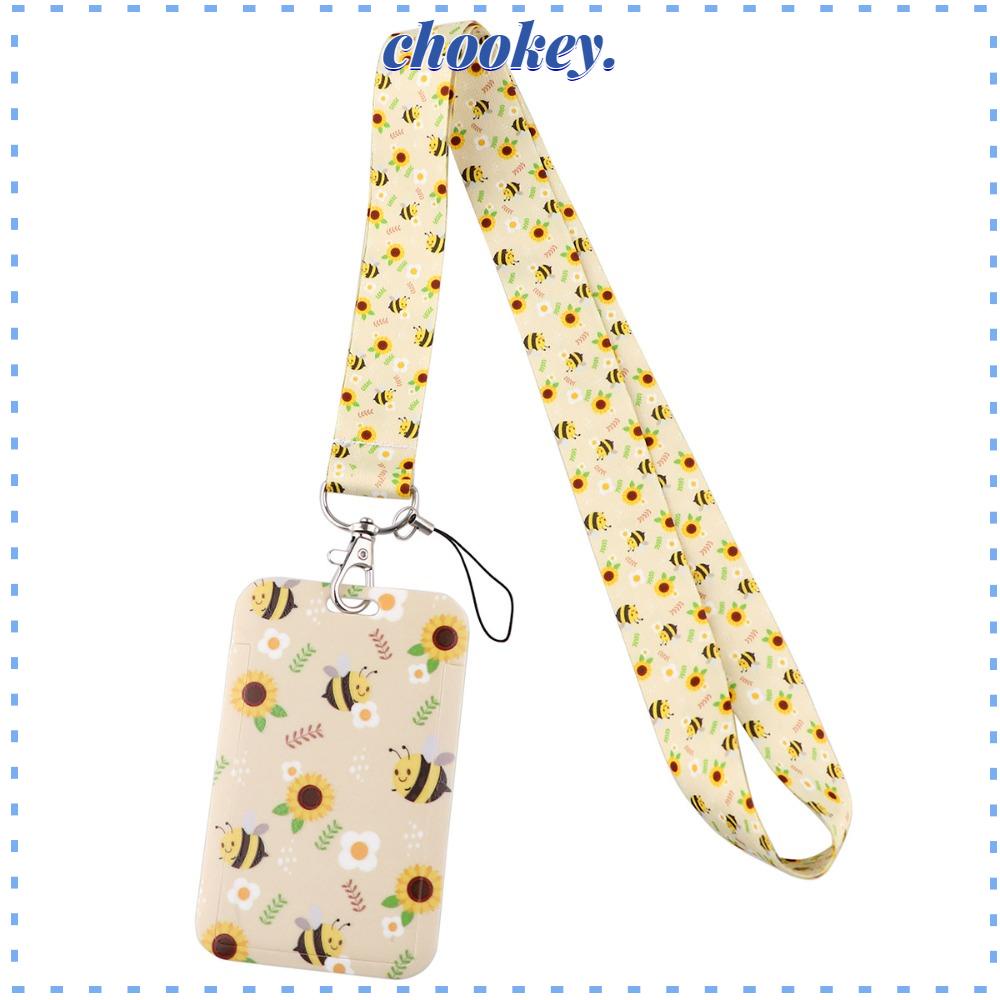 CHOOKEY Giá Đỡ Thẻ ID / Huy Hiệu Hình Ong / Bông Hoa / Dacron Có Dây Đeo Cổ Cho