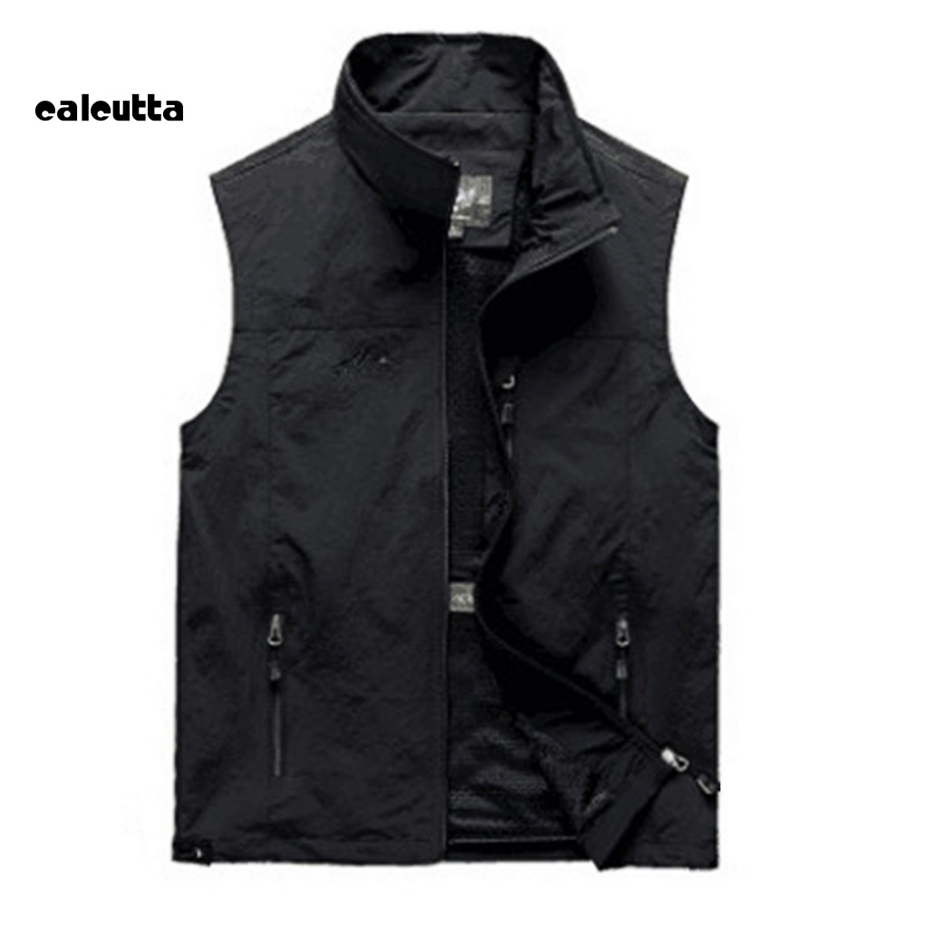 Áo Khoác Câu Cá Không Tay Cổ Bẻ Màu Sắc Trơn Siêu Mỏng Thoáng Khí Dành Cho Nam Giới