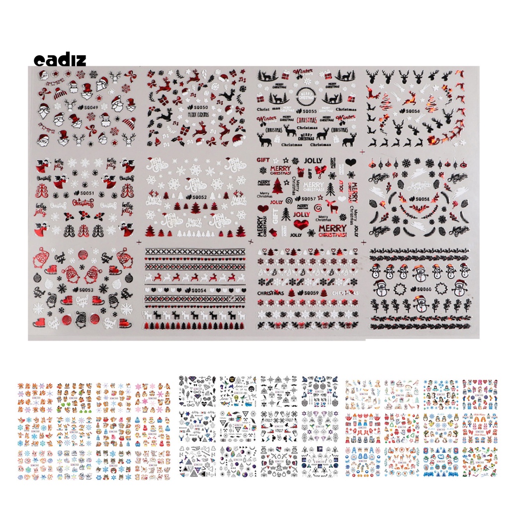 Miếng Dán Trang Trí Móng Tay Nghệ Thuật Hiệu Ứng Màu Sắc Tươi Sáng Lâu Trôi Dễ Tháo Gỡ Bằng PVC Họa Tiết Giáng Sinh