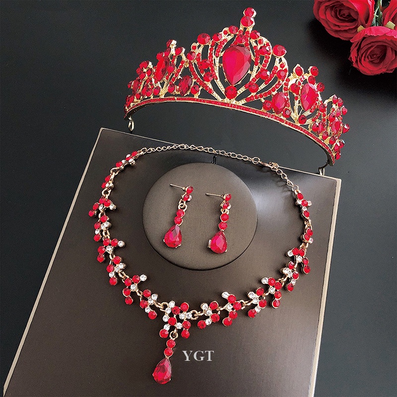 Ygt Bộ Vương Miện Và Bông Tai Pha Lê Handmade Sang Trọng Cho Cô Dâu