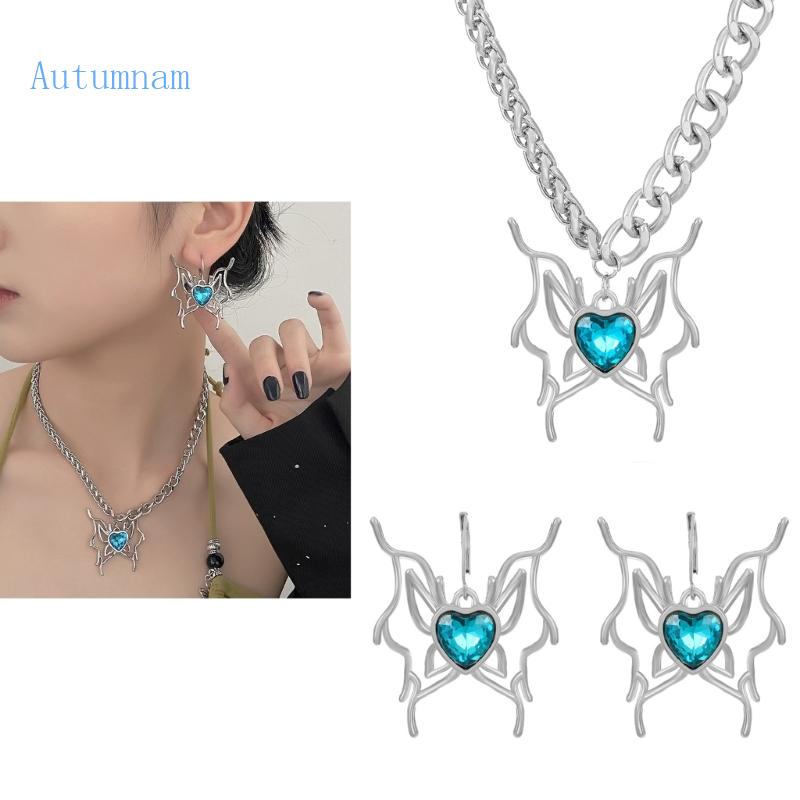 Vòng Cổ Choker Đính Đá Pha Lê Xanh Dương Phong Cách Punk