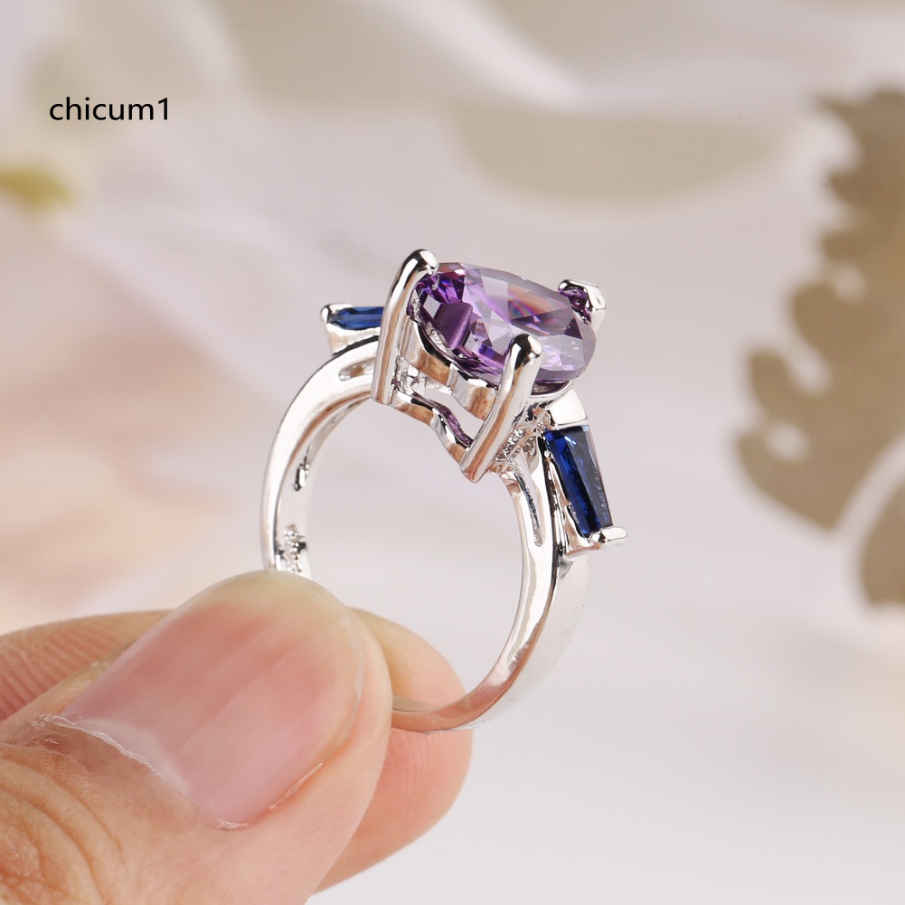 Nhẫn Đính Hôn Đính Đá Quý Nhân Tạo Hình Trái Tim Thời Trang Dành Cho Nữ