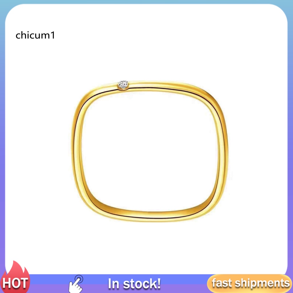 Nhẫn Mặt Vuông Đính Đá Đơn Giản Cá Tính Dành Cho Nữ