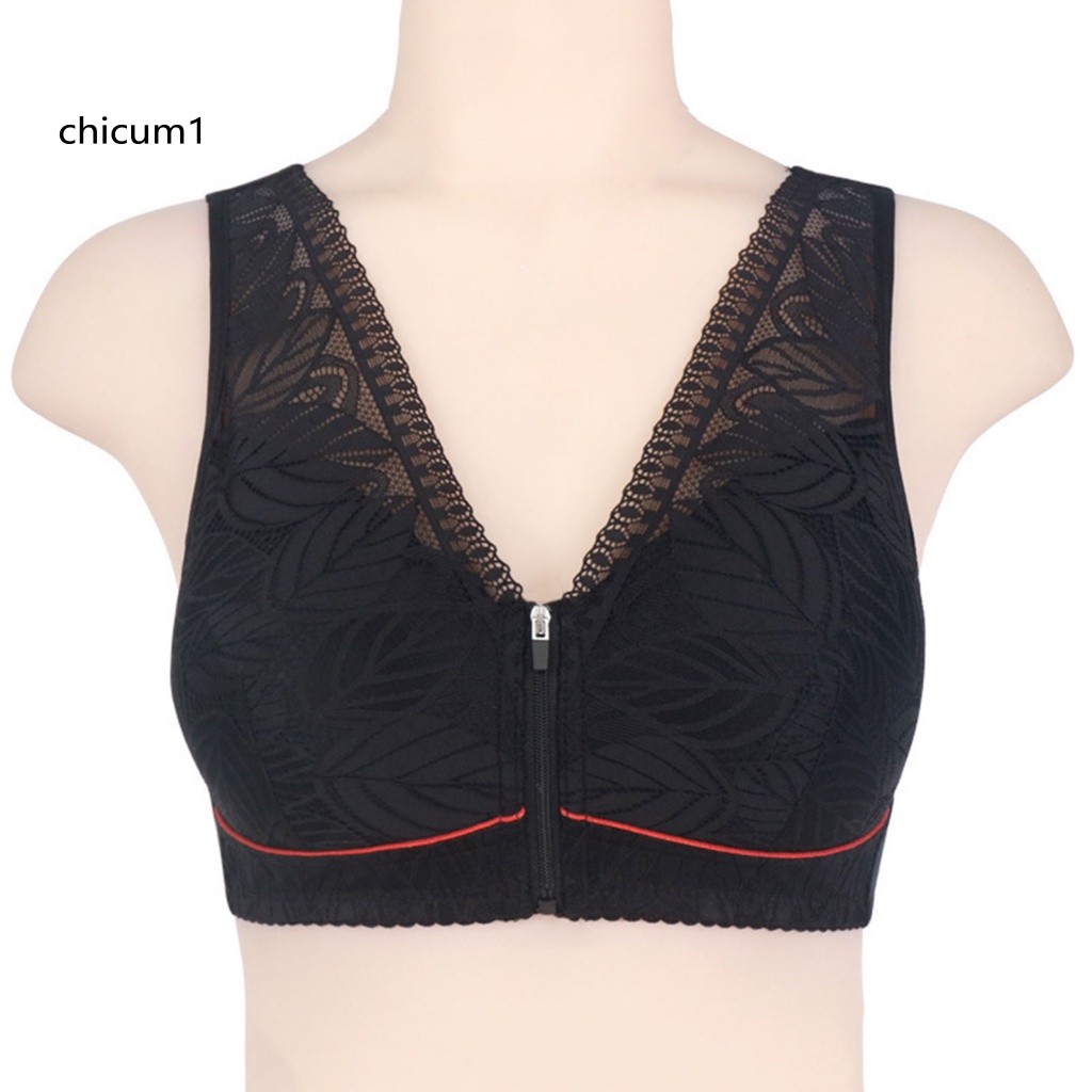 Cc Dây Đeo Vai Bản Rộng Phối Ren Có Đệm Ngực Khóa Kéo Trước Cho Phụ Nữ Trung Niên